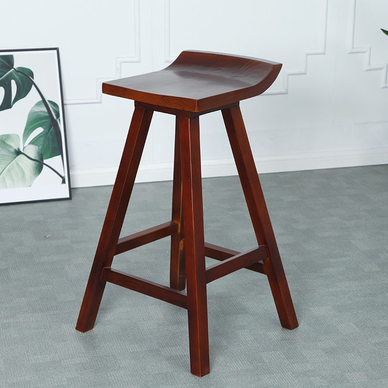 Restaurant Modern Simple Barstool Wood 4 Legs Bar Stool with Pedal Clearhalo 'Bar Furniture' 'Bar Stools' 'bar_stools' 'furn' 'furn_bar_stools' 'Furniture' 'Kitchen & Dining Furniture' 1200x1200_5066b167-6e75-44df-bef4-114f6823baca