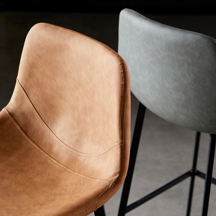 Scandinavian Leather Restaurant Stool Matte Finish Footrest Barstool Clearhalo 'Bar Furniture' 'Bar Stools' 'bar_stools' 'furn' 'furn_bar_stools' 'Furniture' 'furniture_bar_stools' 'Kitchen & Dining Furniture' 1200x1200_5066bfb2-48d5-4ba3-9915-6c29ca2ac5e9