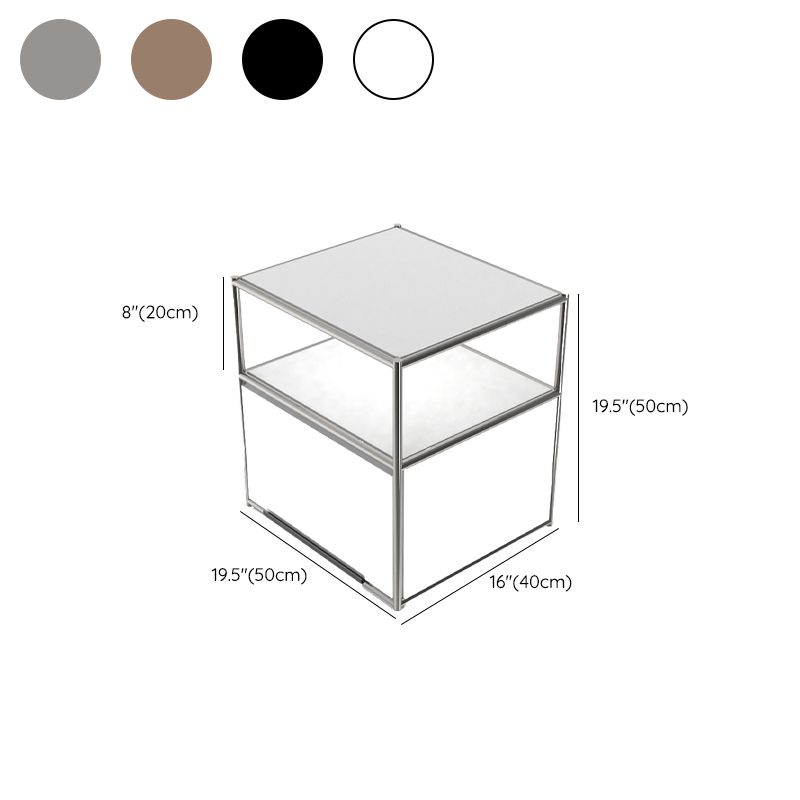 19.7" Tall Stainless Steel Side Table Rectangular End Table with Storage Clearhalo 'Coffee & Accent Tables' 'End & Side Tables' 'end_side_tables' 'furn' 'furn_end_side_tables' 'Furniture' 'Living Room Furniture' 1200x1200_50679caf-a76f-43f3-b25d-d97c63e34c59