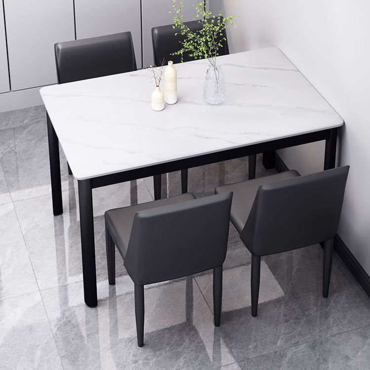 Industrial Style Sintered Stone Dining Table 4 Legs Base Rectangle Table for Home Clearhalo ' dining_table' 'Dining Tables & Seating' 'Dining Tables' 'furn' 'furn_dining_table' 'Furniture' 'furniture_dining_table' 'Kitchen & Dining Furniture' 'kitchen&dining_furn' 'kitchen' 'kitchen_dining_table' 1200x1200_506c27d5-2b3b-4e57-9b47-326c4332aff3