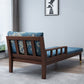 Chaise longue rembourrée en lin de salon traditionnel avec base en bois