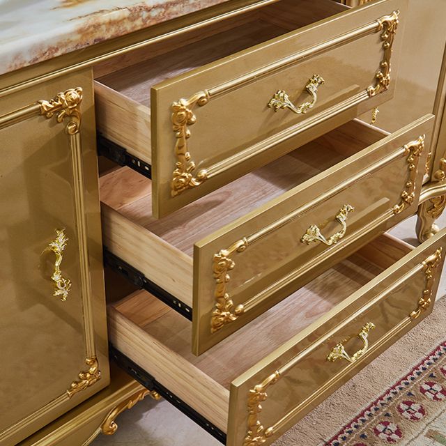 Sideboard glam sideboard in legno massiccio oro con 2 porte per soggiorno