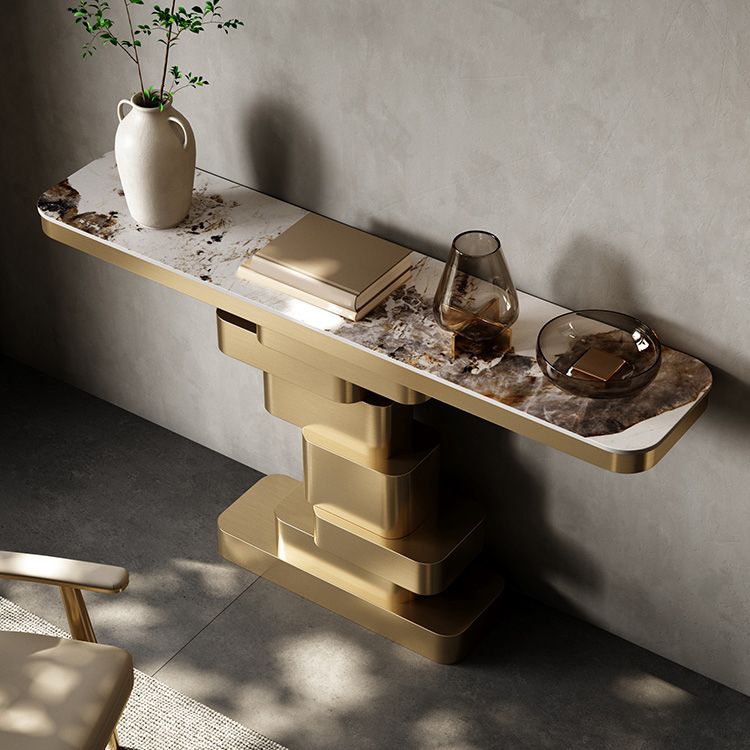 Tavolo della console rettangolare in pietra glam 33.46 "tavolo di estremità alto per sala