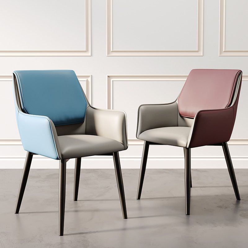 Modern Design Faux Leather Side Chair Arm Solid Back Side Chairs Clearhalo 'Dining Chairs' 'Dining Tables & Seating' 'dining_chair' 'furn' 'furn_dining_chair' 'Furniture' 'furniture_dining_chair' 'Kitchen & Dining Furniture' 1200x1200_5070bc8d-fb42-4244-a491-7fa88486e1a9