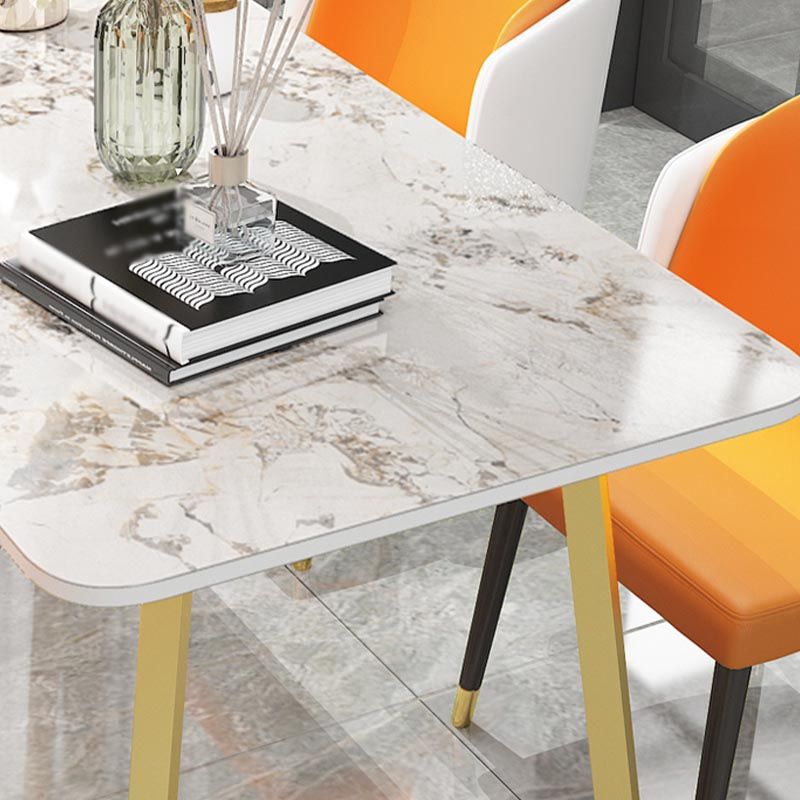 Modern Rectangle Dining Site Table Steel Double Pedestal Table with Stone Top Clearhalo 'Dining Tables & Seating' 'Dining Tables' 'dining_table' 'furn' 'furn_dining_table' 'Furniture' 'furniture_dining_table' 'Kitchen & Dining Furniture' 1200x1200_507246c9-9e42-4e8c-81f6-0f449c819afd