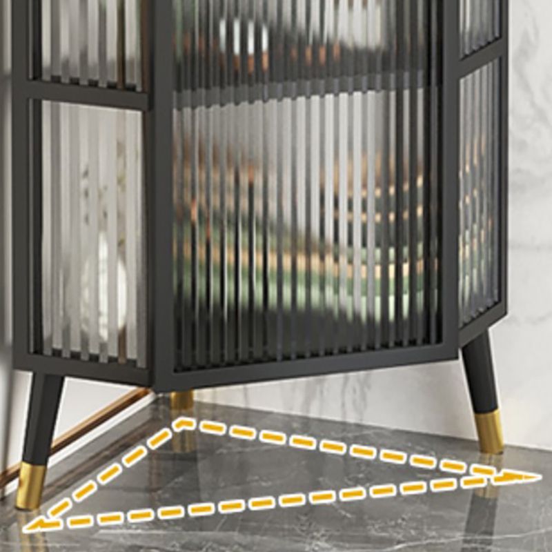 Modern Style Kitchen Server Glass Door Metal Frame Dining Server for Living Room Clearhalo 'buffet_sideboard' 'Buffets & Sideboards' 'furn' 'furn_buffet_sideboard' 'Furniture' 'furniture_buffet_sideboard' 'Kitchen & Dining Furniture' 1200x1200_50753543-0352-40a7-bdbf-139ad73bf293