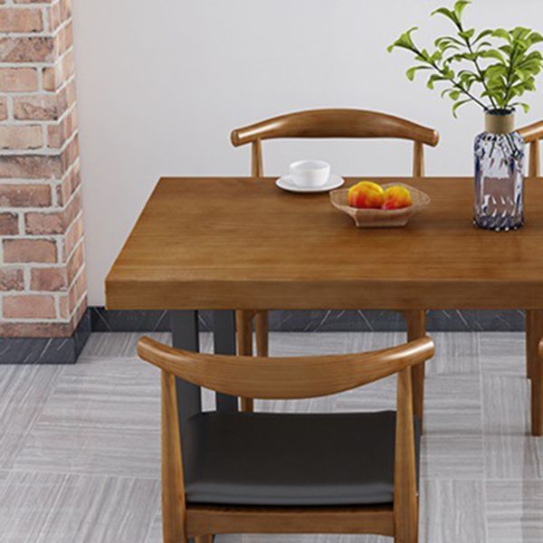Muebles de rectángulo industrial de metal Mesa de comedor de madera maciza de pino con base de trineo