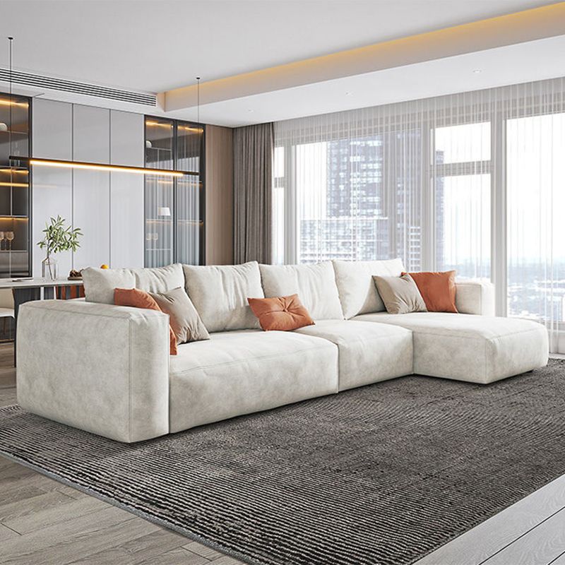 Square Armrest Belt Pillow Back Sofa Bed White Cloth Art Sofa