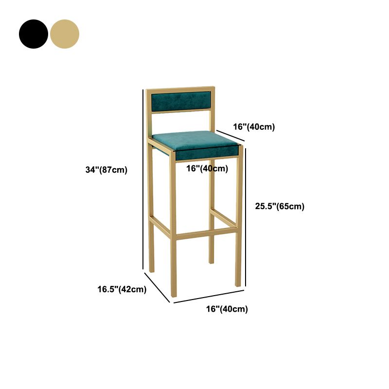 Moderno sgabello da pranzo in ferro posteriore senza braccio sgabello da bar con cuscino di velluto