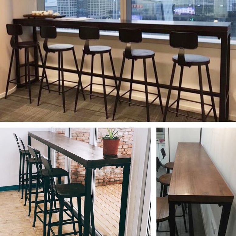 Industrial Rectangle Solid Wood Bar Table Set 1/3/4/5/9 Pieces Counter Table with Stools Clearhalo 'Bar Furniture' 'furn' 'furn_home_bar_bar_sets' 'Furniture' 'Home Bars & Bar Sets' 'home_bar_bar_sets' 'Kitchen & Dining Furniture' 1200x1200_507a887b-e289-499c-95c3-19c397e5def1