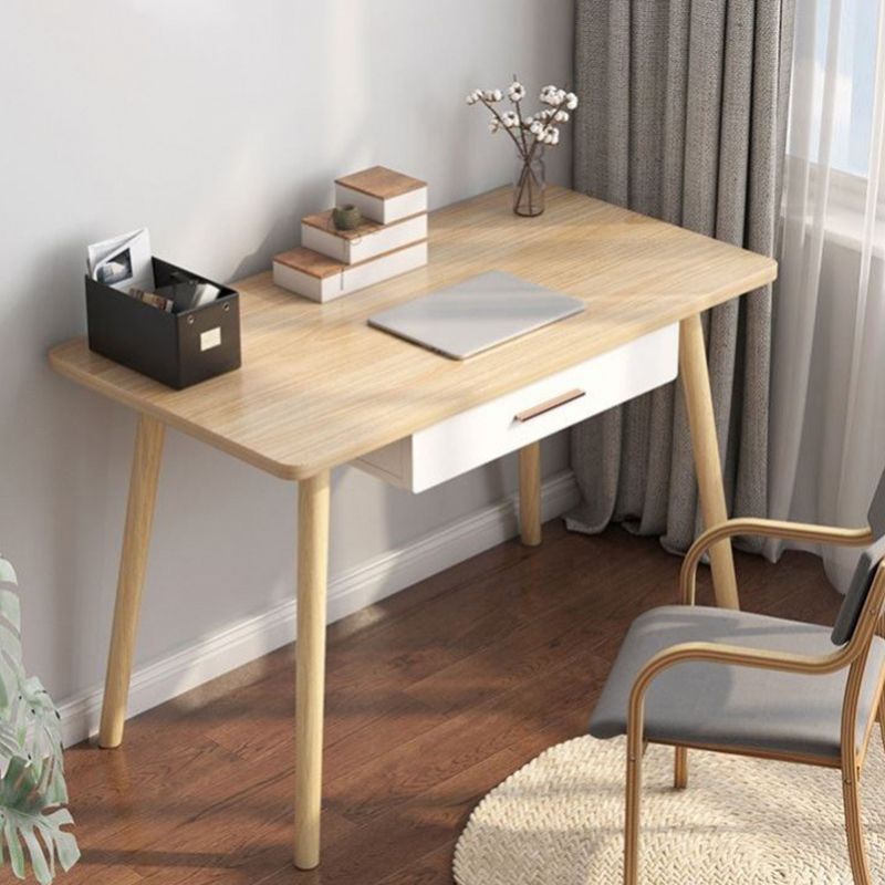 Rectangular Shaped Office Desk Reversible Natural/White Writing Desk with 1 Drawer Clearhalo 'furn' 'furn_office_desk' 'Furniture' 'Office Desks' 'Office Furniture' 'office_desk' 1200x1200_507b7d58-17e3-4e1c-8704-cbff55167060