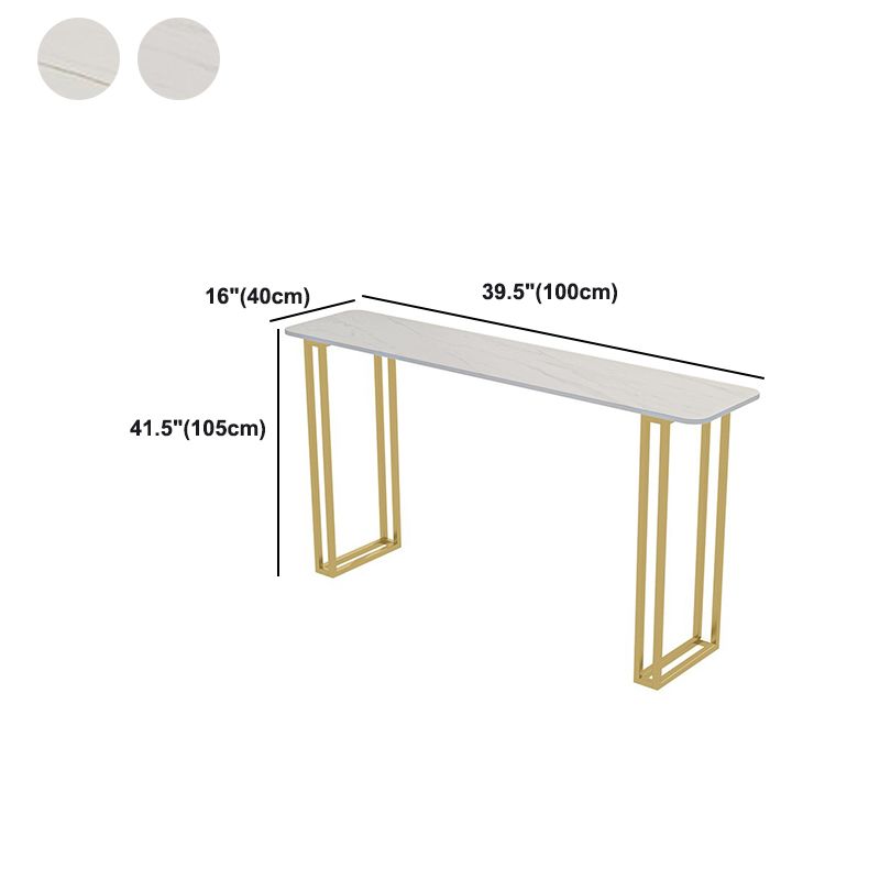 Stone Contemporary Sled Cocktail Bar Table Gold and White Rectangle Counter Table Clearhalo 'Bar Furniture' 'Bar Tables' 'bar_tables' 'furn' 'furn_bar_tables' 'Furniture' 'furniture_bar_tables' 'Kitchen & Dining Furniture' 1200x1200_507c54ad-2246-4eb0-9fc8-5a92de0b1ced