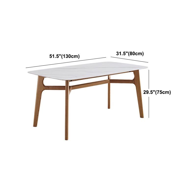 Modern White Stone Top Dinner Table Rectangle Natural Finish Legs Dinette Table Clearhalo 'Dining Tables & Seating' 'Dining Tables' 'dining_table' 'furn' 'furn_dining_table' 'Furniture' 'Kitchen & Dining Furniture' 1200x1200_507cad61-0f30-4ed3-b7c0-ed2c1144a8c8