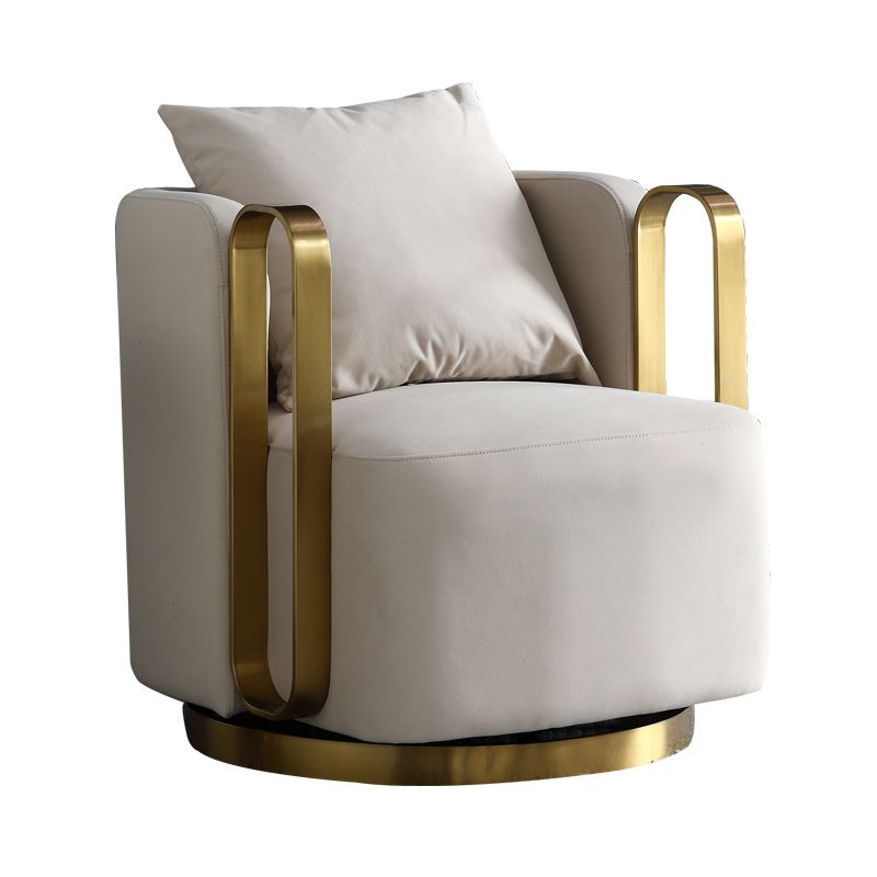 Glam Arm Chair Pillow Back Gold Base Arms Included Living Room Armchair Clearhalo 'Accent Chairs' 'accent_chairs' 'Chairs & Seating' 'furn' 'furn_accent_chairs' 'Furniture' 'Living Room Furniture' 1200x1200_507d605a-44aa-40ec-af46-e017f30dac50