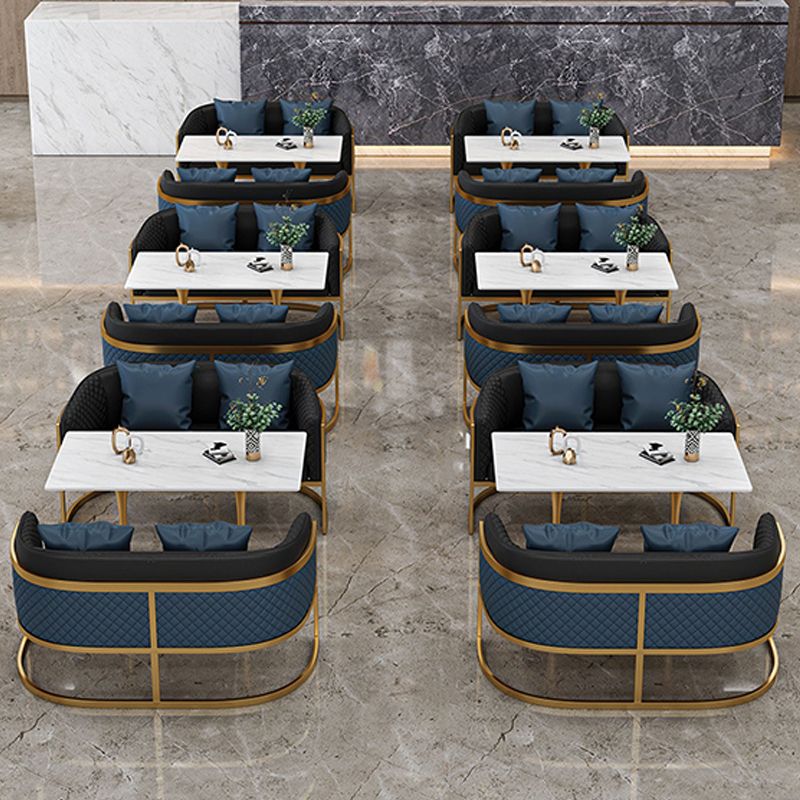 Golden Base Dining Table Medieval Modern Style Stone Table for Indoor