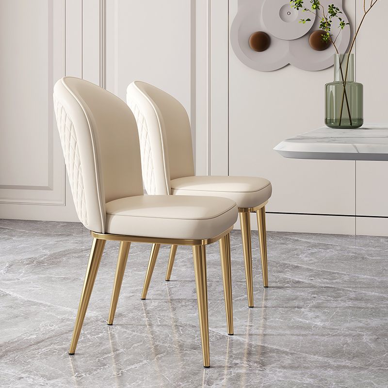 Glam Style Side Chair Leather Gold Frame Dining Chair for Home Clearhalo 'Dining Chairs' 'Dining Tables & Seating' 'dining_chair' 'furn' 'furn_dining_chair' 'Furniture' 'Kitchen & Dining Furniture' 1200x1200_507df60b-3101-4fdc-88f9-fe6b6837b5b3