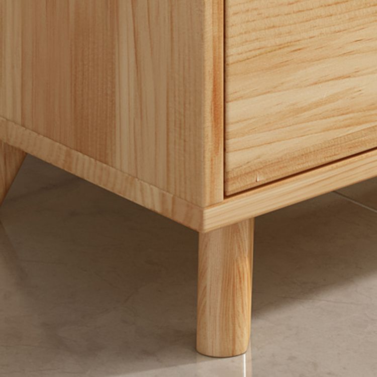 Natural Pine Wood 31.5" Wide Accent Cabinet with Glass Paned Clearhalo 'Cabinets & Chests' 'cabinets_chests' 'furn' 'furn_cabinets_chests' 'Furniture' 'Living Room Furniture' 1200x1200_507fe98d-73fa-4b78-8918-64b3d9f87f74