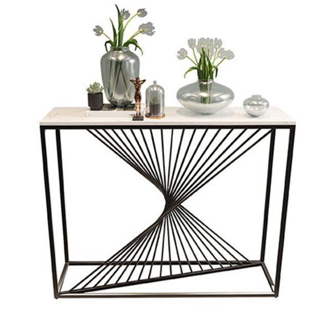 Tavolo da console da 1,5 "tavolo da console a 1 scaffale tavolino resistente alle macchie in marmo per Hall