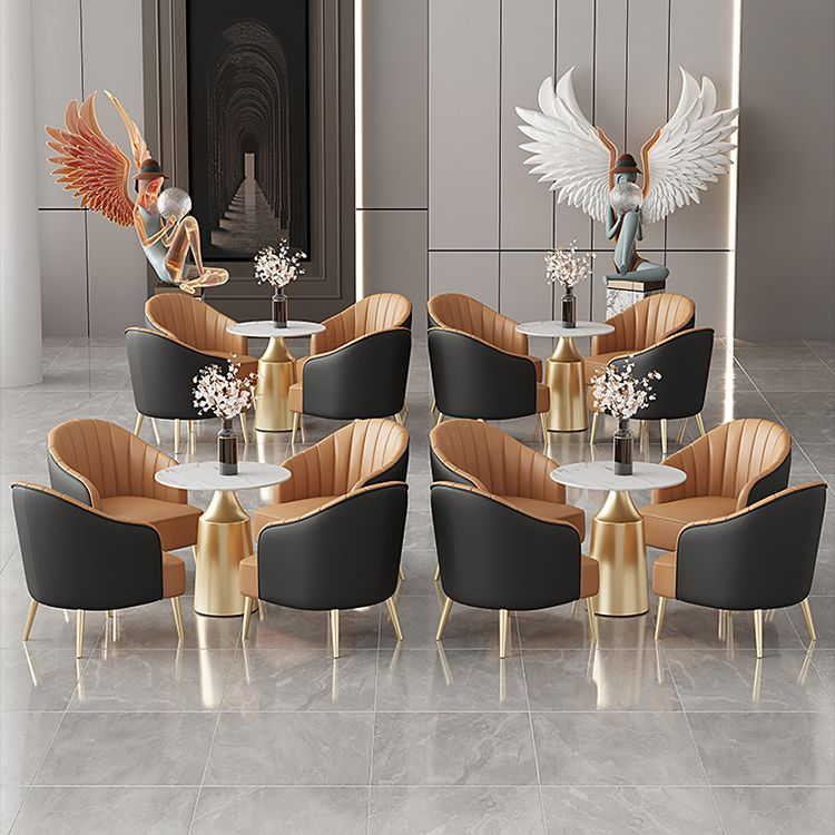 Glam Round Dining Table Set 1/5 Pieces Dinette Set with White Stone Top Clearhalo 'Dining Room Sets' 'Dining Tables & Seating' 'dining_room_set' 'furn' 'furn_dining_room_set' 'Furniture' 'Kitchen & Dining Furniture' 1200x1200_5080a6d4-e8b0-4406-8747-07c9f942391b