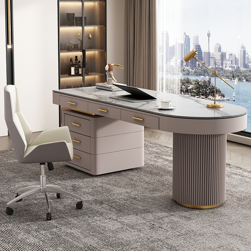 Rettangolo di top scint da ufficio in pietra rettangolare scrivania glam con 6 cassetti per ufficio