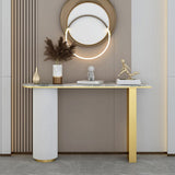 Glam Half Moon Console Table Marble Stain Resistant Scratch Resistant Console Clearhalo 'Console Tables' 'console_tables' 'Entry & Mudroom Furniture' 'furn' 'furn_console_tables' 'Furniture' 1200x1200_5083ecae-5353-4f7a-b671-9f421255008c