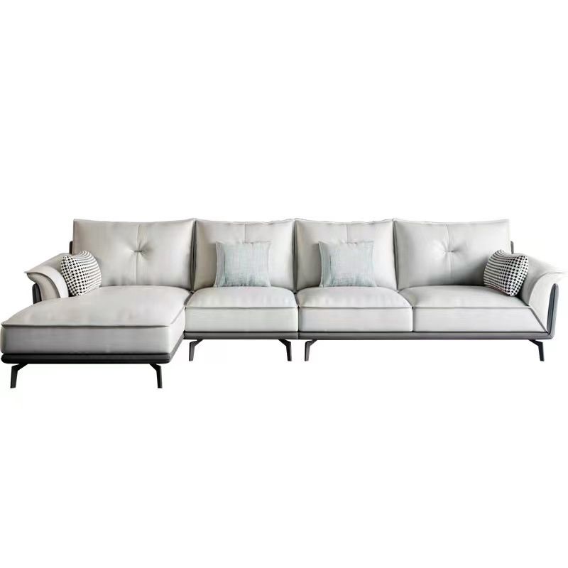 Black 4-seat Flared Arm Sectional Pillow Back Stain-resistant Sectional Clearhalo 'furn' 'furn_sectionals' 'Furniture' 'Living Room Furniture' 'Sectionals' 1200x1200_5086ab84-002a-4538-a0da-5b0faa6f4be7
