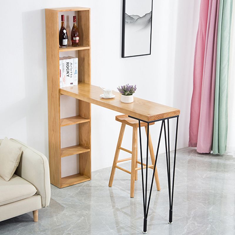 Pine Wood Bar Dining Table Modern Rectangle Bar Table with Double Pedestal for Living Room Clearhalo 'Bar Furniture' 'Bar Tables' 'bar_tables' 'furn' 'furn_bar_tables' 'Furniture' 'furniture_bar_tables' 'Kitchen & Dining Furniture' 1200x1200_50872862-69c5-44bc-a108-2694f20bc003