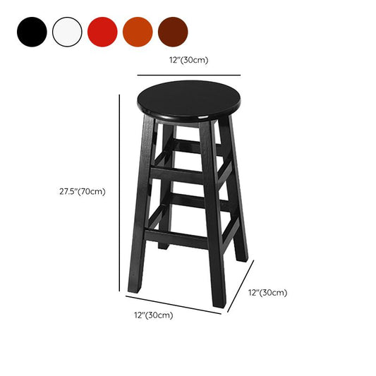 バックレスソリッドウッドラウンドハイチェア4脚の産業用木製カウンターチェア