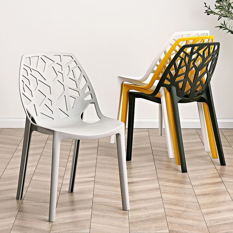 Contemporary Dining Chairs Armless Chair with Plastic Legs for Home
