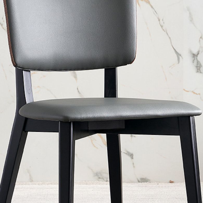 フェイクレザーキッチンダイニングチェアウッドベースの布張りのサイドチェア