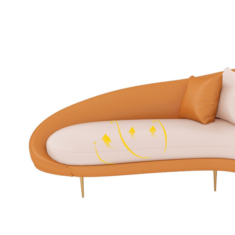 Faux Leather Curved Sofa with Slopped Arm for Living Room in Orange Clearhalo 'furn' 'furn_sofas' 'Furniture' 'Living Room Furniture' 'Sofa' 'sofas' 1200x1200_508ad7a2-dc26-4e75-b324-241e07bc7a63