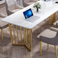 White Glam Office Desk Marble Home Writing Desk met metalen benen