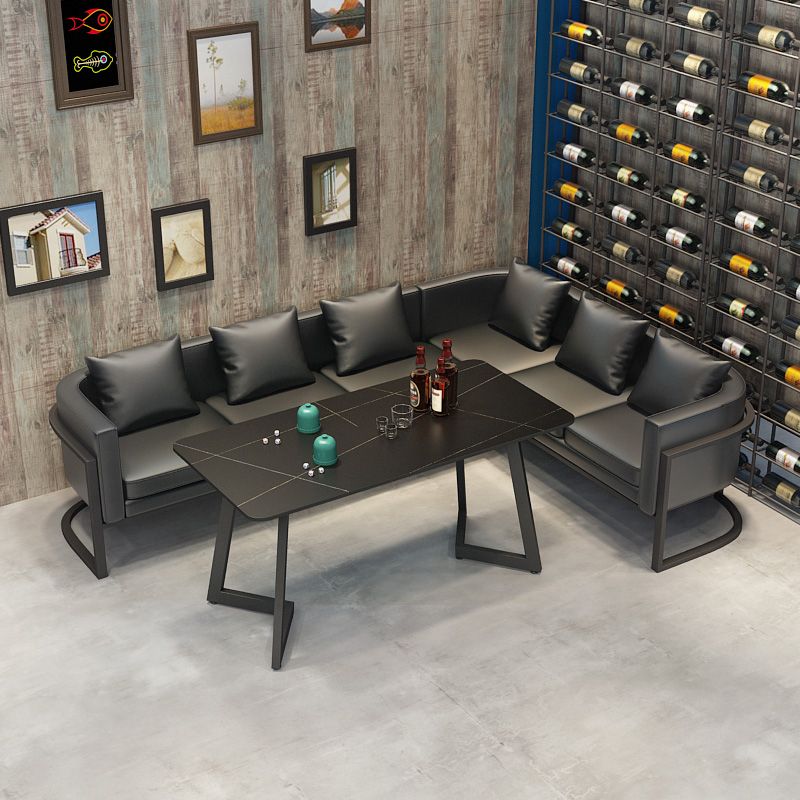 Industrial Style Sintered Stone Dinner Room Kitchen Table Black Metal Base Table for Dinning Room Clearhalo ' dining_table' 'Dining Tables & Seating' 'Dining Tables' 'furn' 'furn_dining_table' 'Furniture' 'furniture_dining_table' 'Kitchen & Dining Furniture' 'kitchen&dining_furn' 'kitchen' 'kitchen_dining_table' 1200x1200_508d6a73-c12e-48cd-85ce-b84a5837d041
