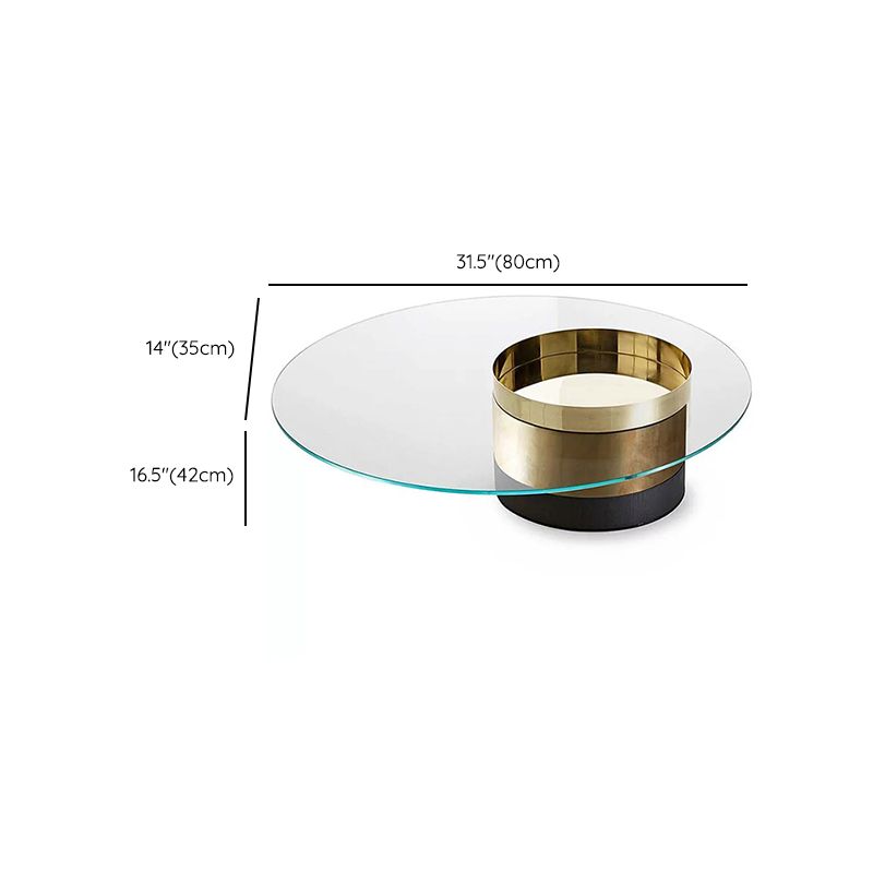 Glazen ovale top koffie of eindtafel modern met één metalen basis