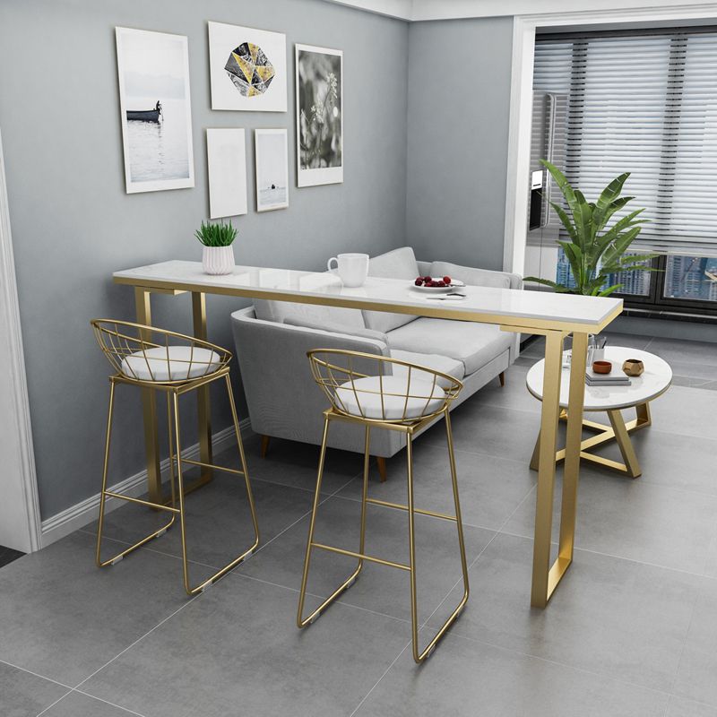 Glam Marble Bar Wine Table with Rectangle Table Top Sled Table - 41.3" H, Only Table Clearhalo 'Bar Furniture' 'Bar Tables' 'bar_tables' 'furn' 'furn_bar_tables' 'Furniture' 'furniture_bar_tables' 'Kitchen & Dining Furniture' 1200x1200_508dfafa-47aa-485b-9bae-7e8eb82ee760