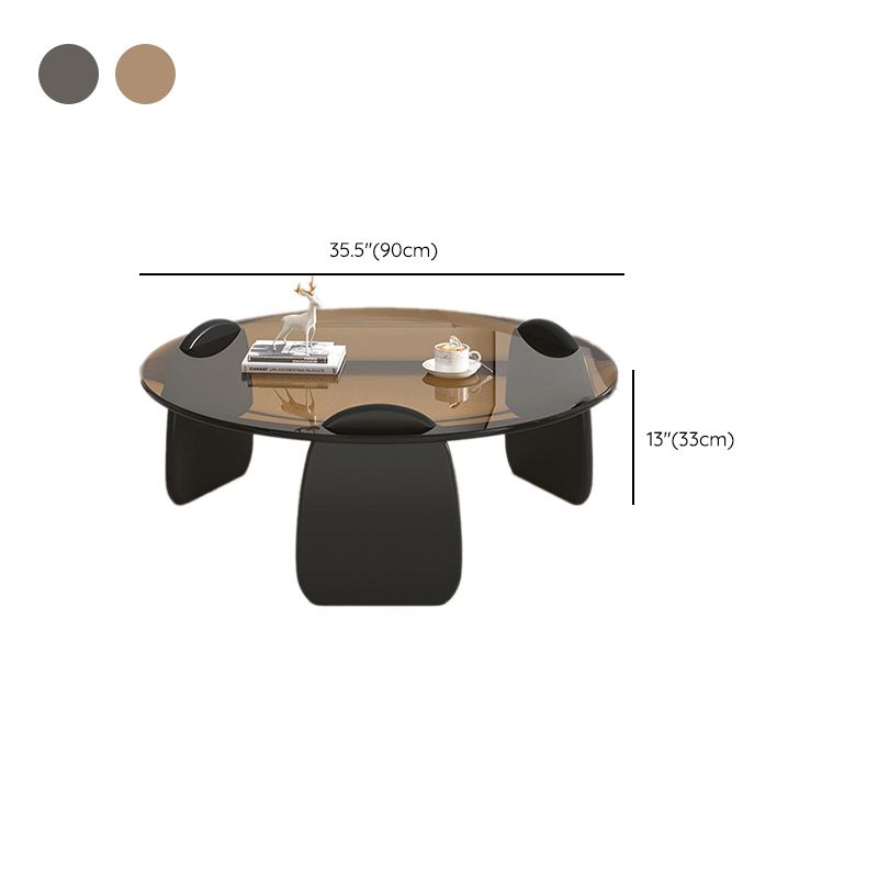 3 Legs Coffee Cocktail Table with Round Glass Top Contemporary Clearhalo 'Coffee & Accent Tables' 'Coffee Tables' 'coffee_tables' 'furn' 'furn_coffee_tables' 'Furniture' 'Living Room Furniture' 1200x1200_508f3144-444f-4620-9650-84721debcc5f