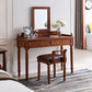 17.71 "スツールセットの茶色のドレッサーと2ドロワーとミラー付きの広い堅い木材洗面化粧台セット
