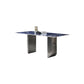 Mesa de comedor fija de piedra rectangular estilo simplicidad con pedestal doble