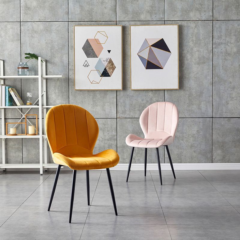 Home Scandinavian Side Chair Wingback Metal Upholstered Dining Room Chair Clearhalo ' kitchen&dining_furn' 'Dining Chairs' 'Dining Tables & Seating' 'dining_chair' 'furn' 'furn_dining_chair' 'Furniture' 'furniture_dining_chair' 'Kitchen & Dining Furniture' 'kitchen' 1200x1200_5092df42-a856-4348-a64b-0fcafdd6143e