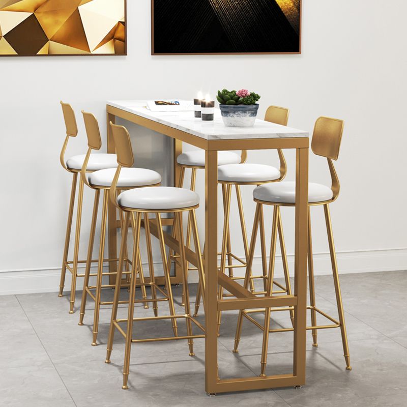 White Stone Top Table and Stool Set 1/2/5/7 Pieces Indoor Glam Counter Height Set Clearhalo 'Bar Furniture' 'furn' 'furn_home_bar_bar_sets' 'Furniture' 'Home Bars & Bar Sets' 'home_bar_bar_sets' 'Kitchen & Dining Furniture' 1200x1200_509375aa-a7f6-4003-87a0-c706c1ebbd1a