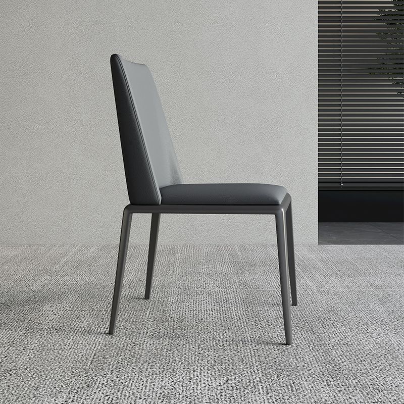 Silberbein zeitgenössischer Kunstleder -Esszimmerstuhl für Zuhause