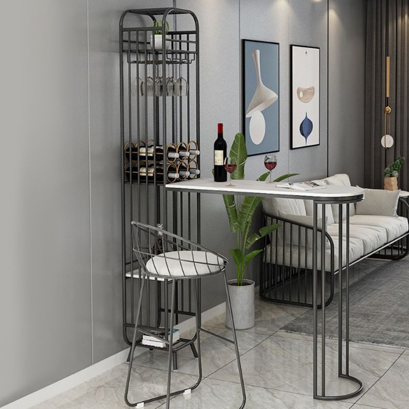 Stone Bar eettafel Glam rechthoekige staaftafel met dubbele voetstuk voor veranda keuken