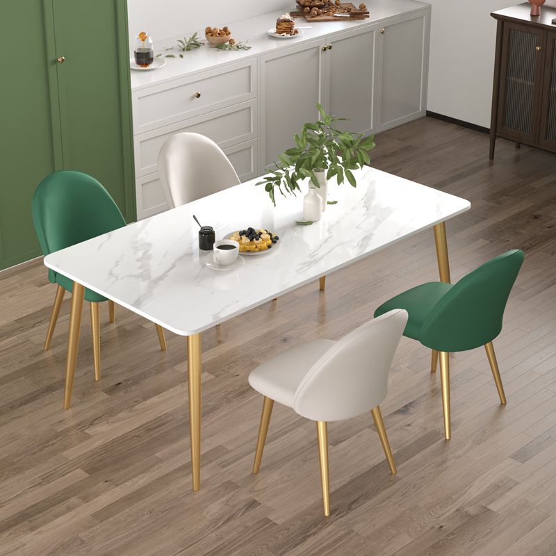 Table à manger de luxe traditionnelle Table à manger rectangulaire en pierre blanche pour la maison