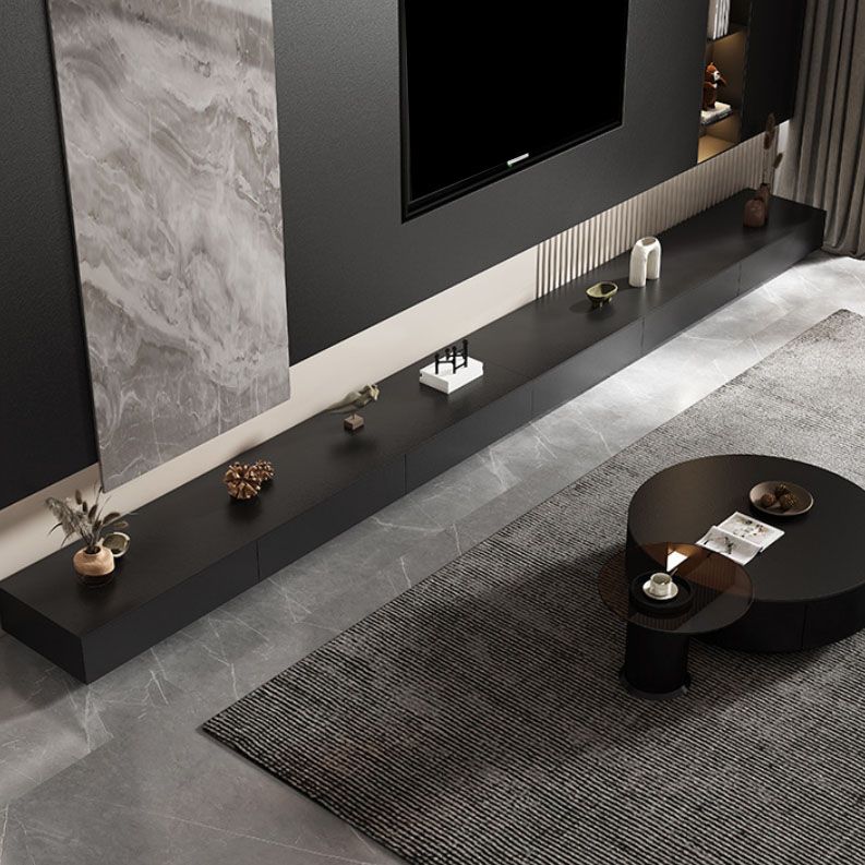 Contemporary TV Stand Console Black Stone Media Console with Drawers Clearhalo 'furn' 'furn_tv_stands_entertainment_centers' 'Furniture' 'Living Room Furniture' 'TV Stands & Entertainment Centers' 'TV Stands & Media Storage Furniture' 'tv_stands_entertainment_centers' 1200x1200_5096f4cf-eddd-45d2-a9b0-fd1d92066b15