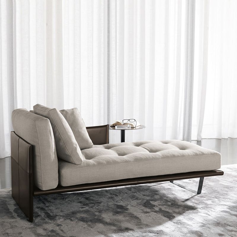 Contemporary Tufted Cotton Blend Chaise Lounge with Square Arm and Extra 2 Pillows Clearhalo 'Chairs & Seating' 'Chaise Lounge' 'chaise_lounge' 'furn' 'furn_chaise_lounge' 'Furniture' 'Living Room Furniture' 1200x1200_509969e4-a889-4c1c-b212-509137fa1946