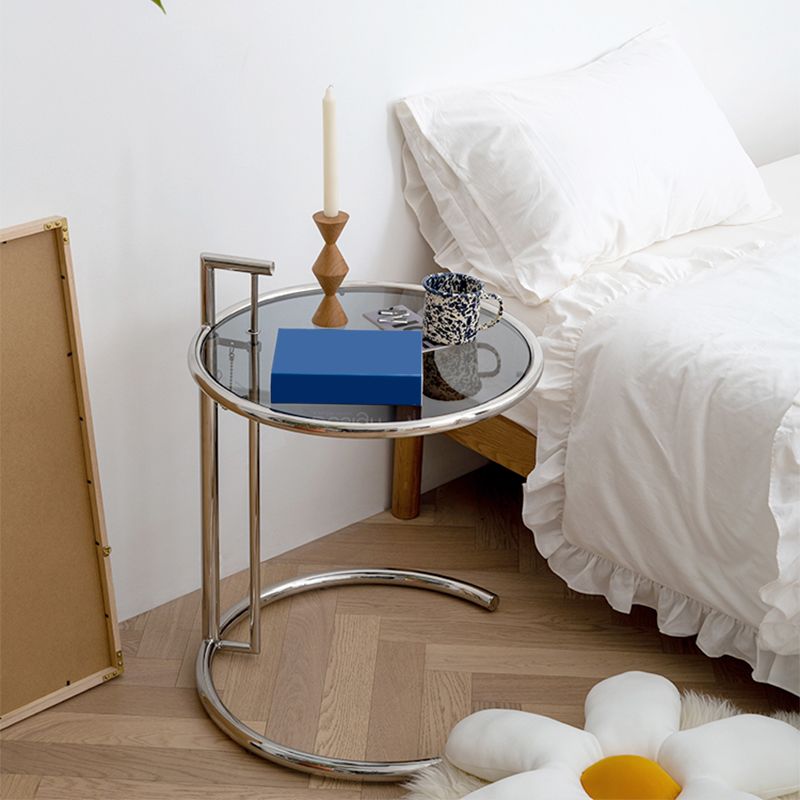 Adjustable Height Glass Side Table Modern Dia 20.1" C End Table Clearhalo 'Coffee & Accent Tables' 'End & Side Tables' 'end_side_tables' 'furn' 'furn_end_side_tables' 'Furniture' 'Living Room Furniture' 1200x1200_509acb2a-156b-4fec-a7fb-9c388112729b