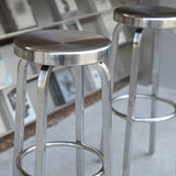Silver Glossy Brushed Barstool Stainless Steel Outdoor Bar Stool with Round Seat 1 Piece Clearhalo 'Bar Furniture' 'Bar Stools' 'bar_stools' 'furniture_bar_stools' 'Kitchen & Dining Furniture' 'kitchen&dining_furn' 'kitchen' 'kitchen_furn' Furniture' 1200x1200_509b829c-24ec-4c21-b764-dfebdf6ba742