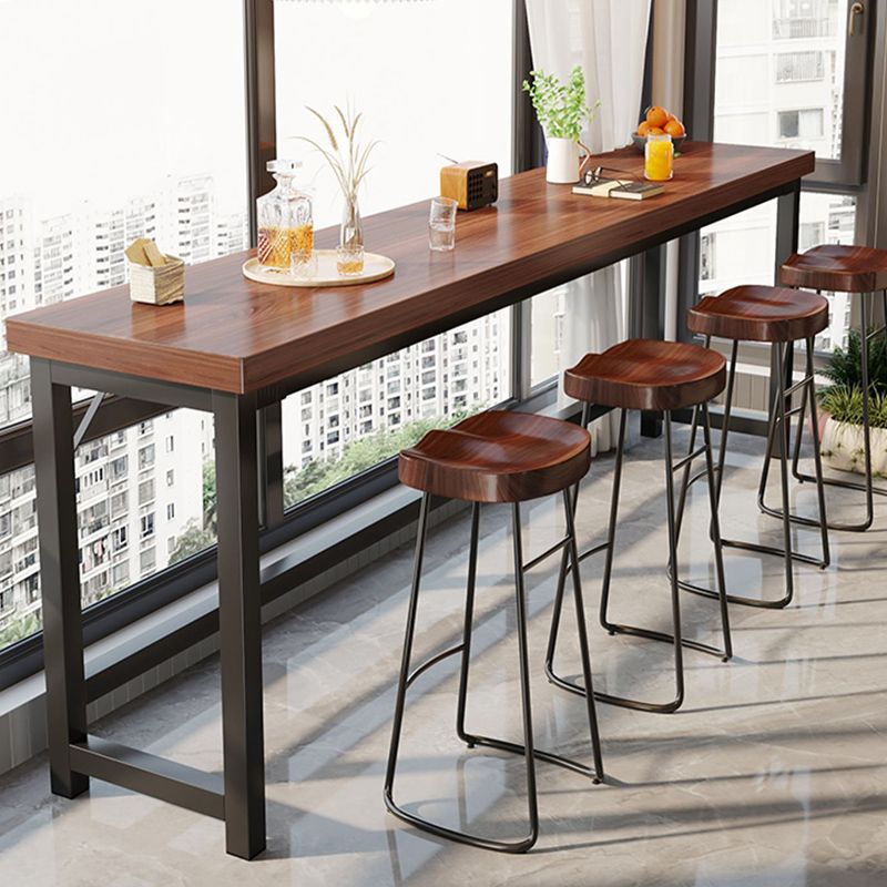 Industrial Indoor Bar Dining Table Metal and Wood Bar Wine Table Clearhalo 'Bar Furniture' 'Bar Tables' 'bar_tables' 'furn' 'furn_bar_tables' 'Furniture' 'Kitchen & Dining Furniture' 1200x1200_509bcfe4-dda1-4349-9cb1-c09c31e1d667