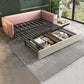 Square Arms Futon Foldable Pillow Included Pink Sleeper Sofa with Storage