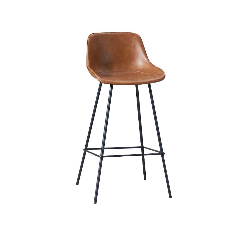 Contemporary Bar-stool PU Leather Counter Bar Stool for Kitchen with 4 Metal Legs Clearhalo 'Bar Furniture' 'Bar Stools' 'bar_stools' 'furn' 'furn_bar_stools' 'Furniture' 'Kitchen & Dining Furniture' 1200x1200_509e18d8-e1a3-4a99-b093-297f000a80ed